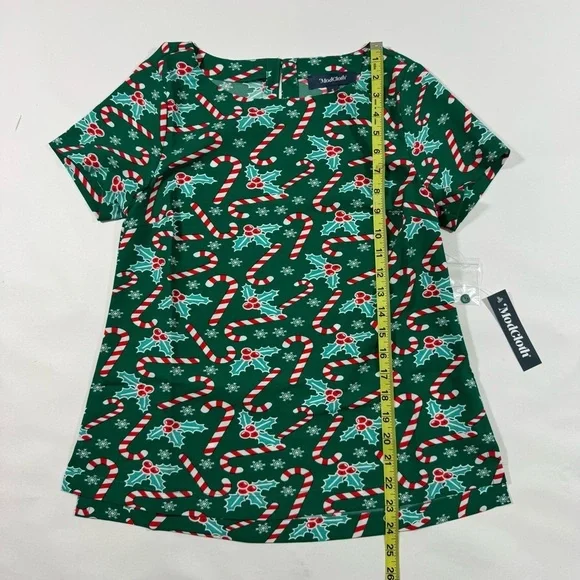 New ModCloth Delightful Demeanor Short Sleeve Blouse Candy cane - Picture 7 of 8
